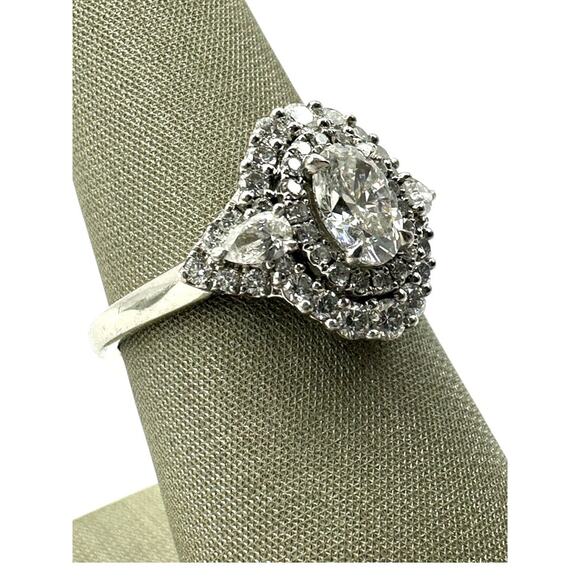 Platinum Double Halo Oval Cut 1.58cttw Diamond Ring JAGi Certified (14302) - Picture 6 of 9